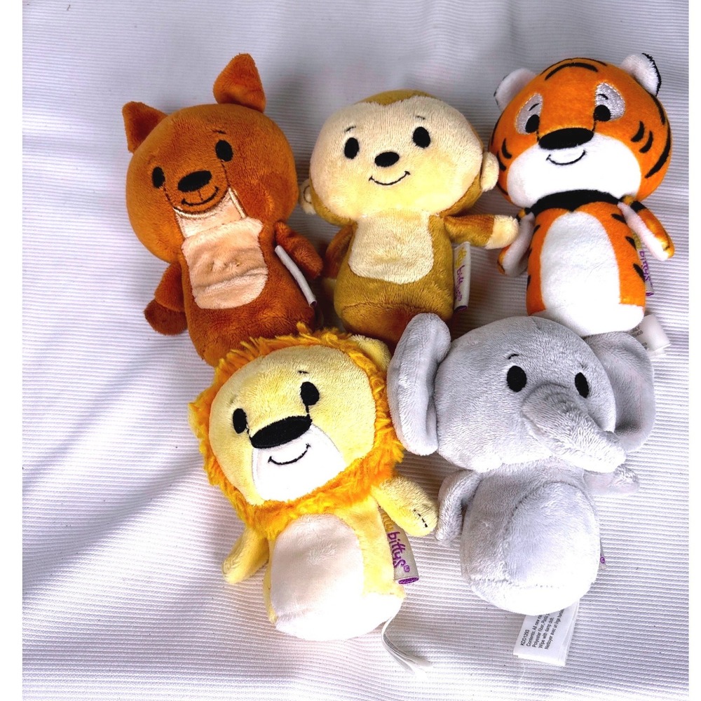 Hallmark Itty Bittys Jungle Safari Animal Plush Lot 5 Lion Tiger Elephant Monkey